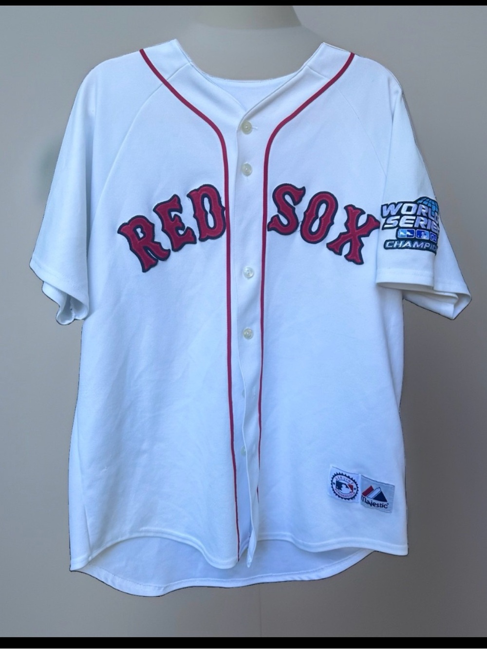 Majestic Boston Red Sox Curt Schilling 2004 World Series Baseball Jersey L